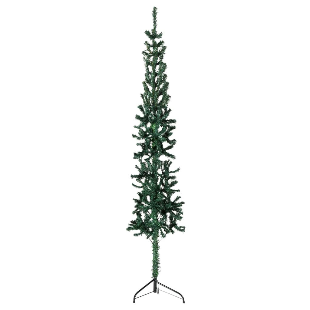 Smukła choinka połówka ze stojakiem, sztuczna, zielona, 210 cm Lumarko!