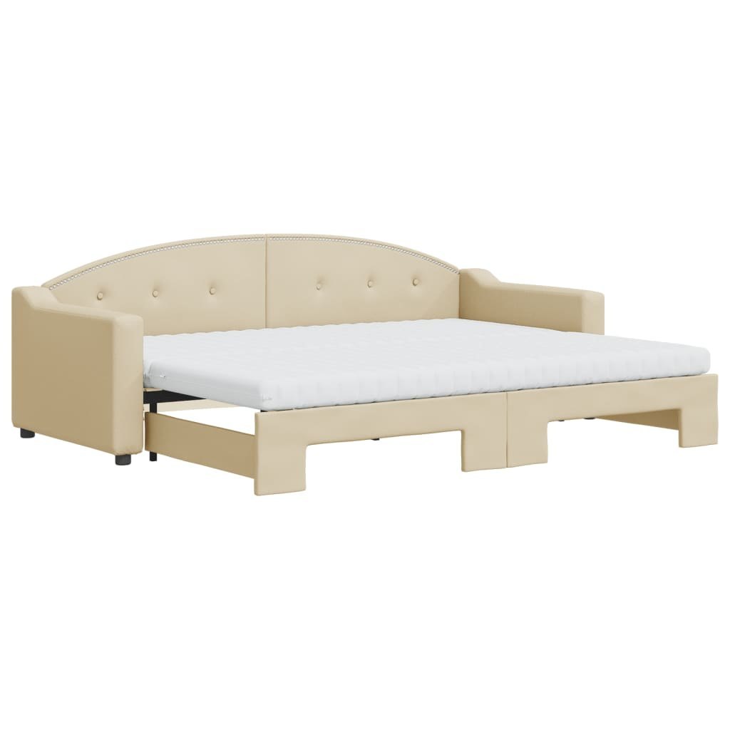 Sofa rozsuwana z materacami, kremowa, 80x200 cm, tkanina Lumarko!
