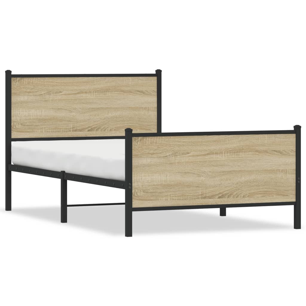 Rama łóżka z wezgłowiem i zanóżkiem, dąb sonoma 107x203 cm Lumarko!