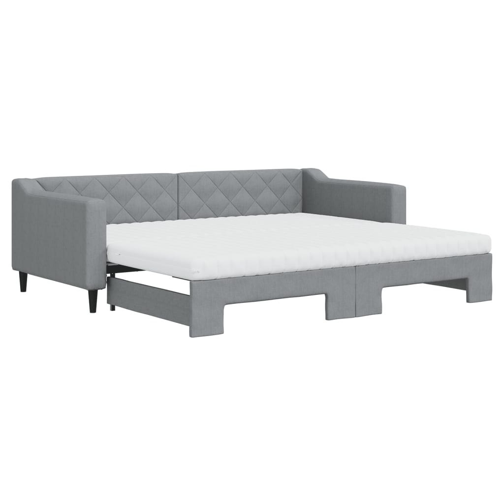 Sofa rozsuwana z materacami, jasnoszara, 90x200 cm, tkanina Lumarko! #