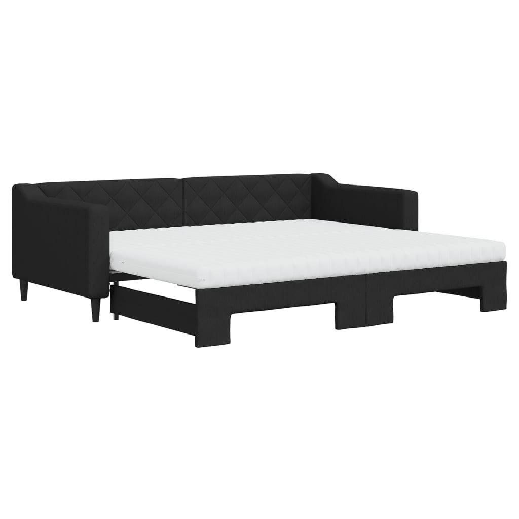 Sofa rozsuwana z materacami, czarna, 90x200 cm, tkanina Lumarko!