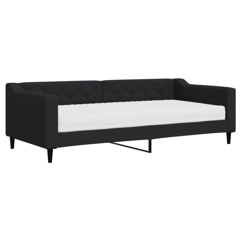Sofa z materacem do spania, czarna, 90x200 cm, tkanina Lumarko!