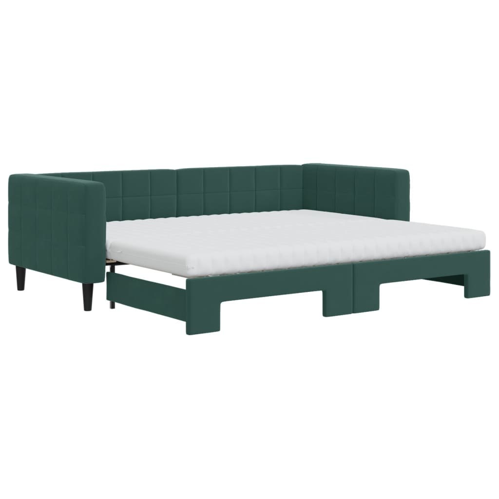 Sofa rozsuwana z materacami, ciemnozielona, 90x200 cm, aksamit  Lumarko!
