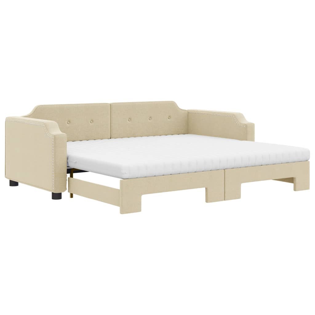Sofa rozsuwana z materacami, kremowa, 90x200 cm, tkanina  Lumarko!