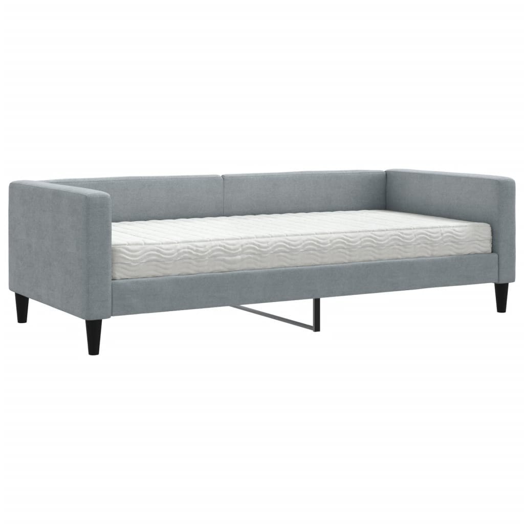 Sofa z materacem, jasnoszara, 90x190 cm, tkanina  Lumarko!
