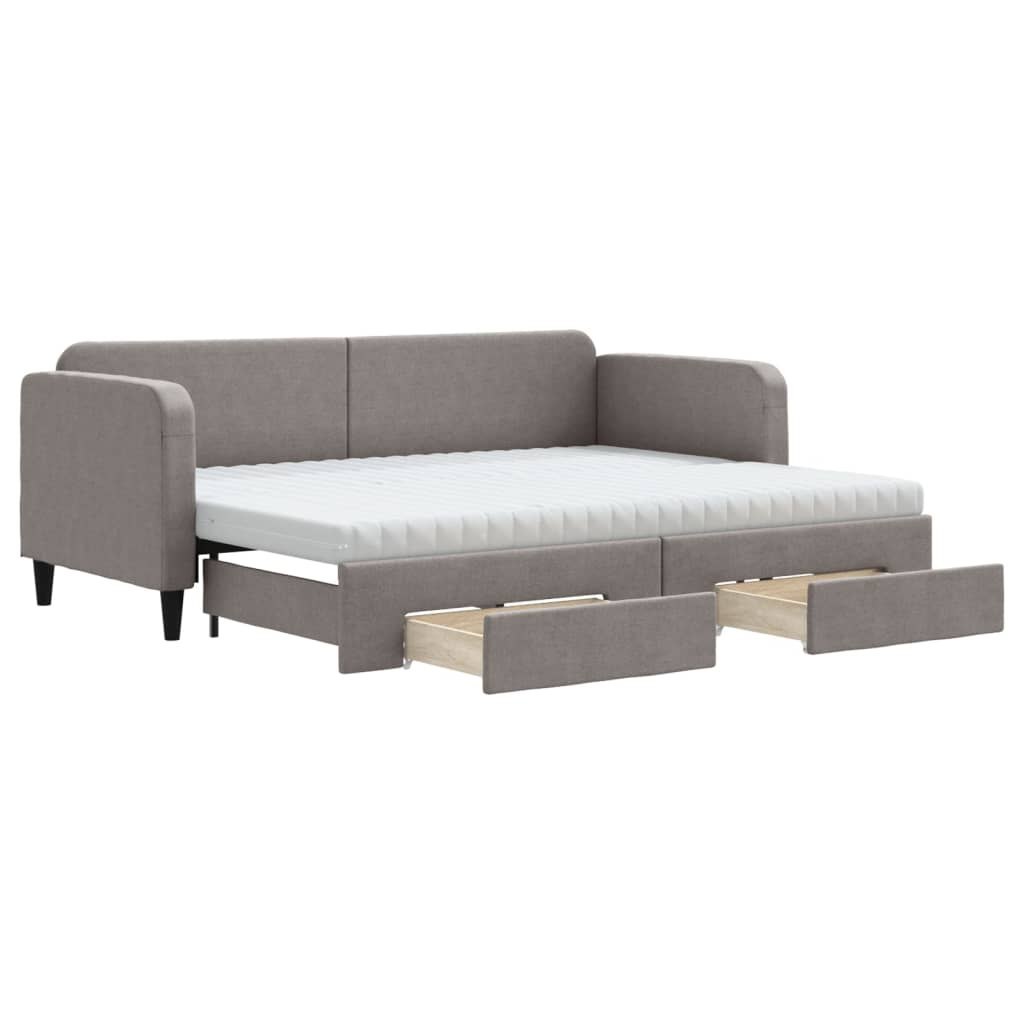 Sofa rozsuwana z szufladami, taupe, 80x200 cm, tkanina Lumarko!