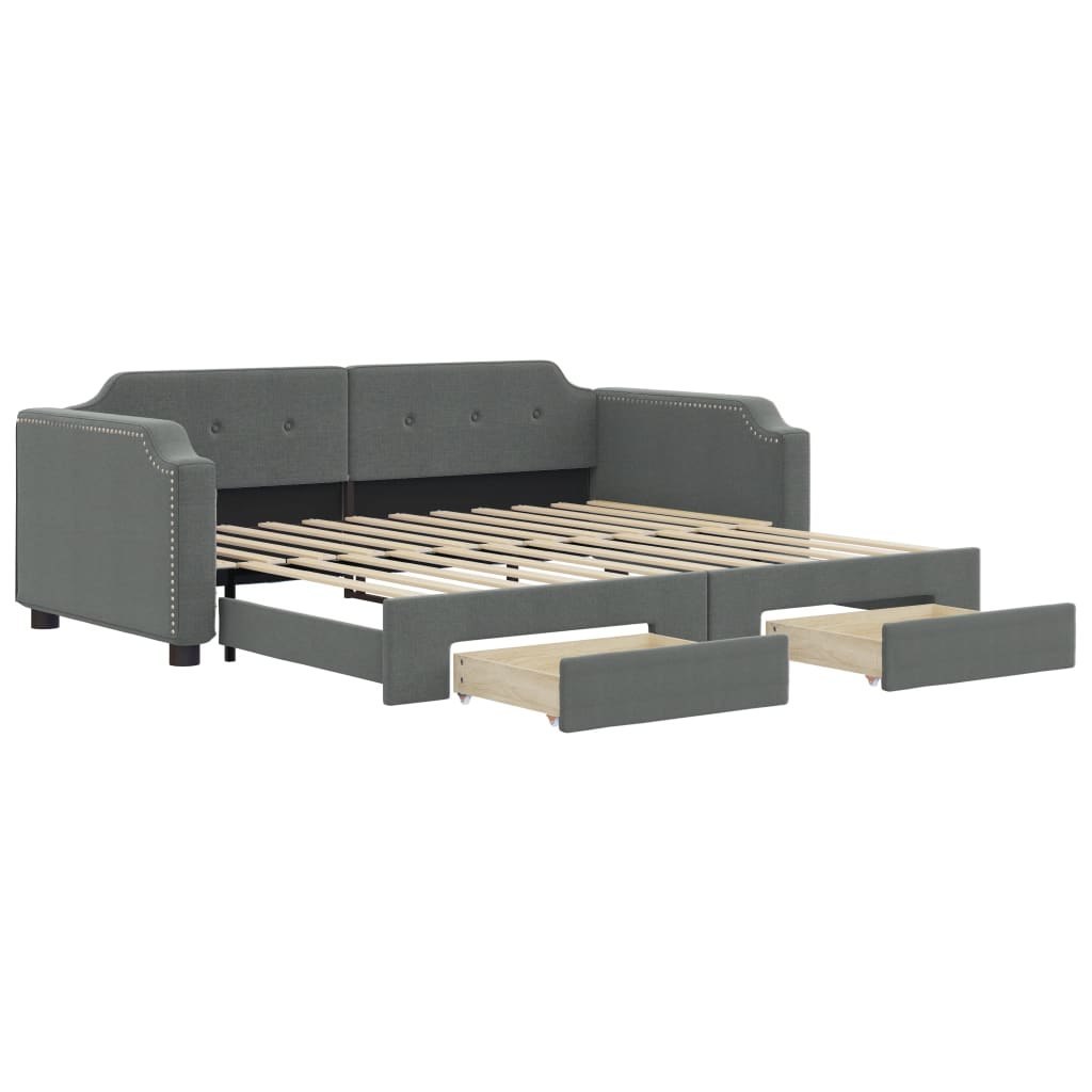 Sofa rozsuwana z szufladami, ciemnoszara, 90x200 cm, tkanina  Lumarko!