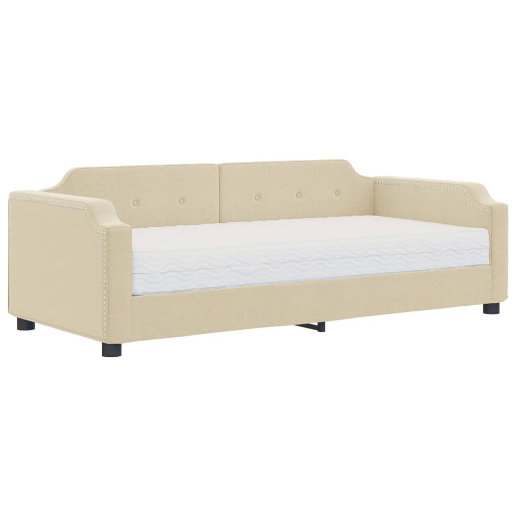Sofa z materacem do spania, kremowa, 90x200 cm, tkanina  Lumarko!