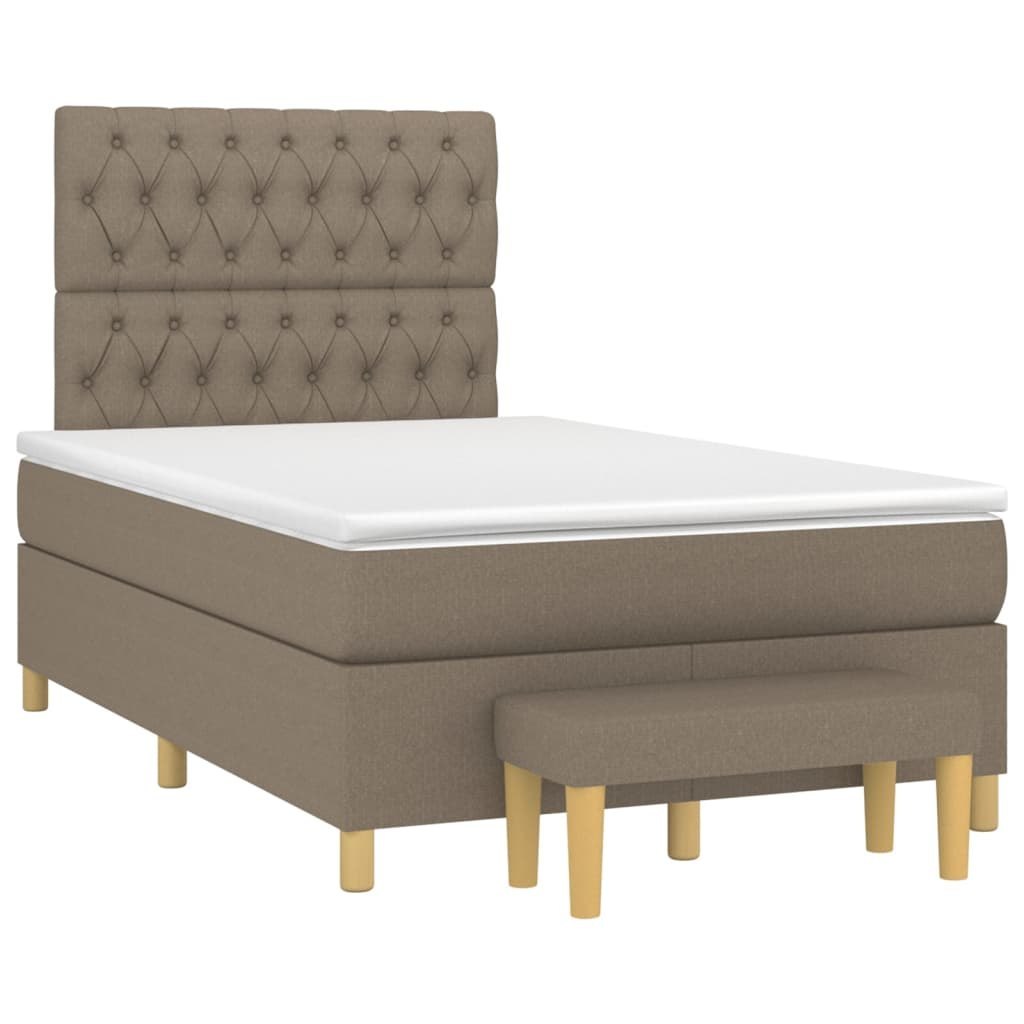 Łóżko kontynentalne z materacem, taupe, 120x190 cm, tkanina Lumarko!