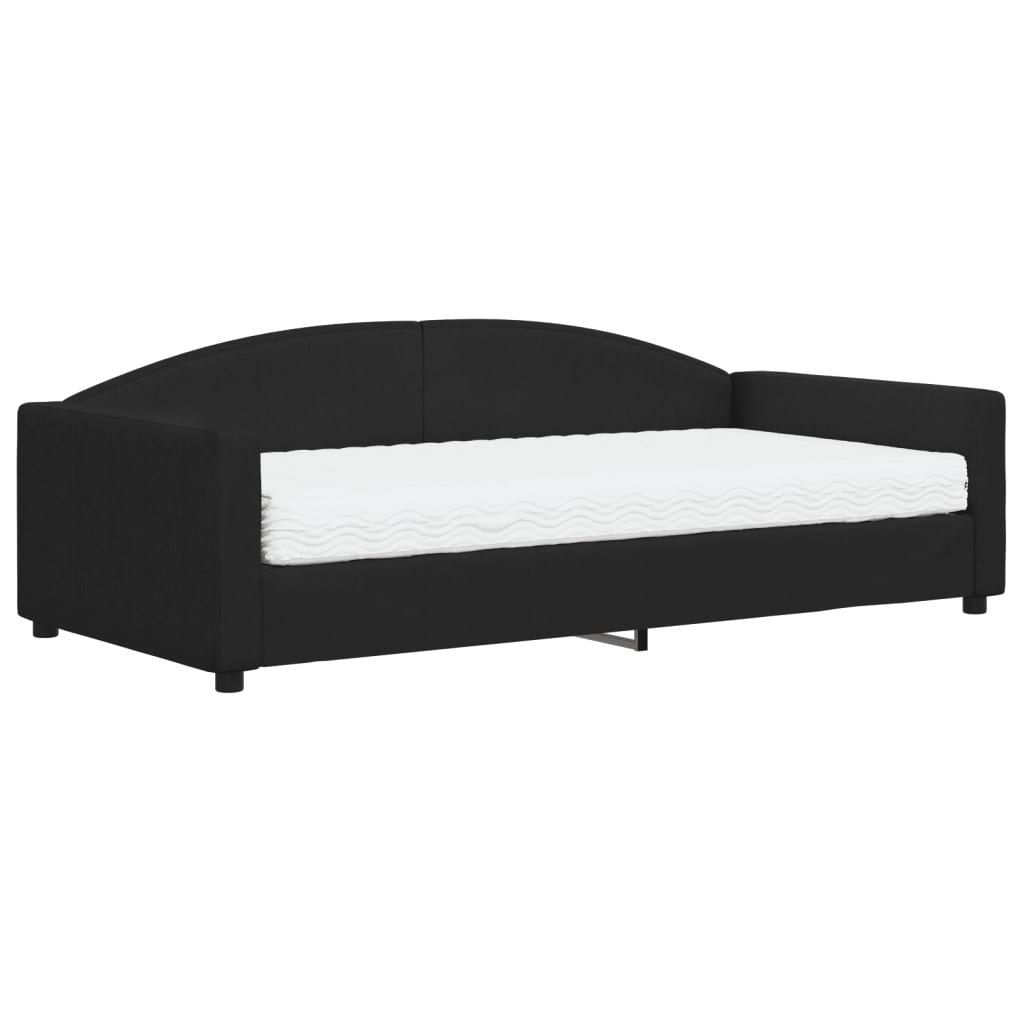 Sofa z materacem do spania, czarna, 100x200 cm, tkanina Lumarko!