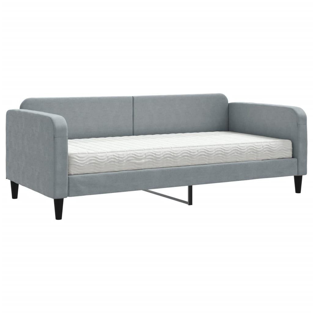 Sofa z materacem, jasnoszara, 90x190 cm, tkanina Lumarko!
