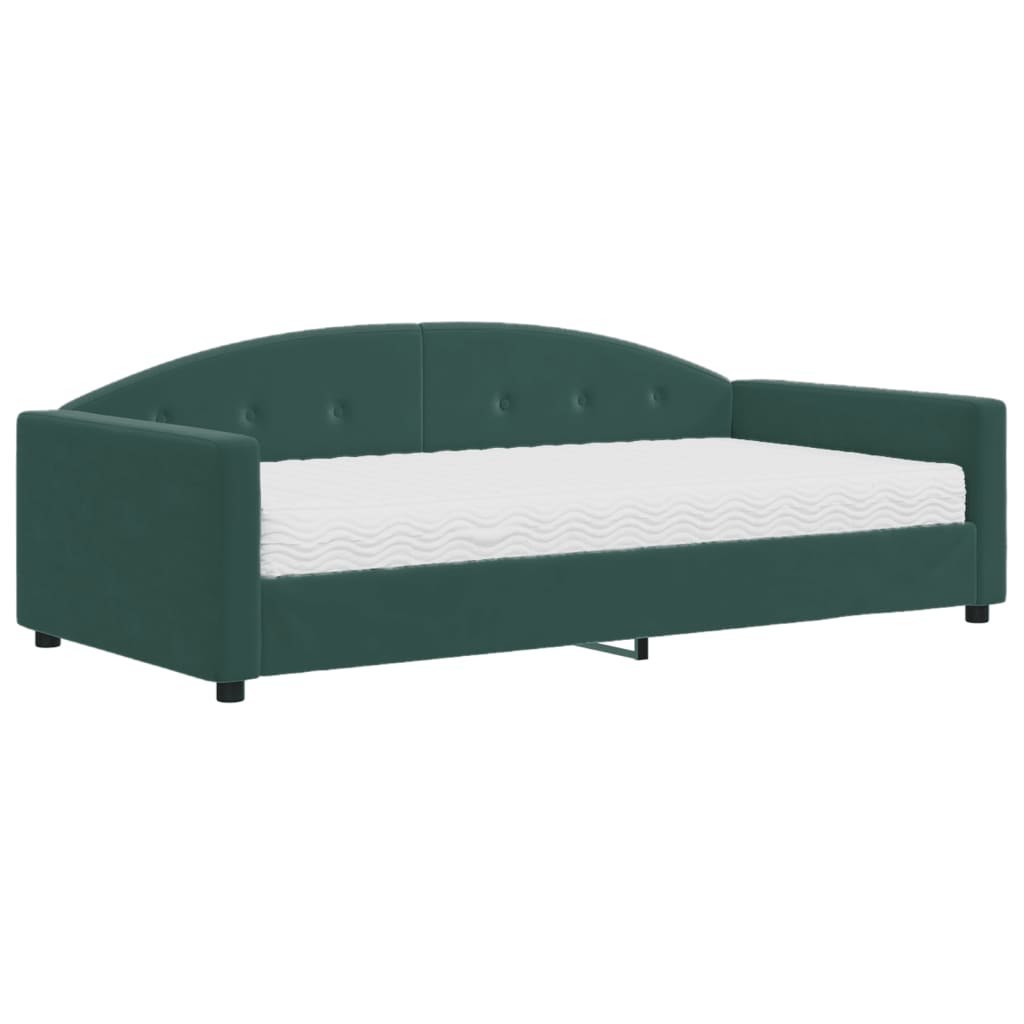 Sofa z materacem do spania, ciemnozielona, 100x200 cm, aksamit Lumarko!