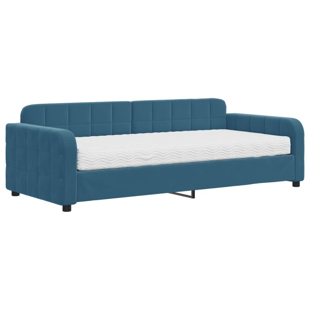 Sofa z materacem do spania, niebieska, 90x200 cm, aksamit Lumarko!