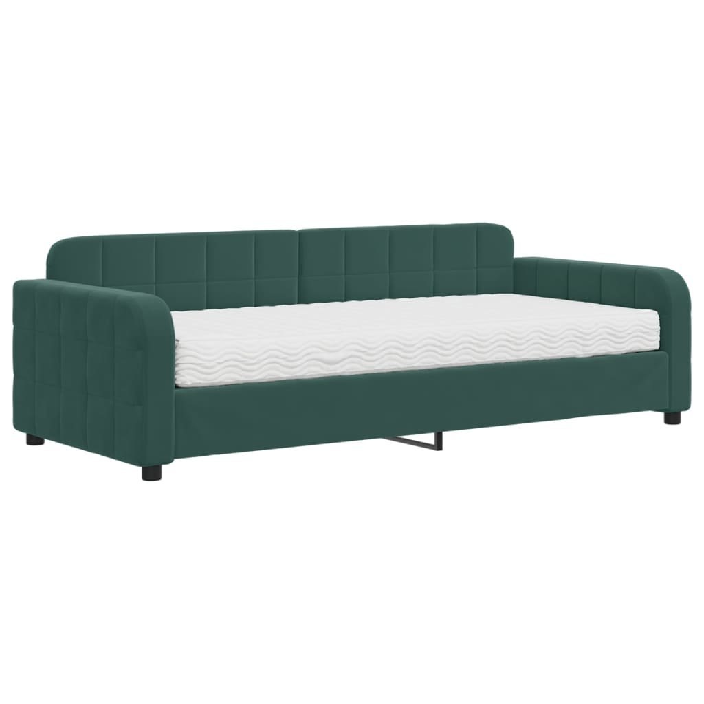 Sofa z materacem do spania, ciemnozielona, 90x200 cm, aksamit Lumarko!