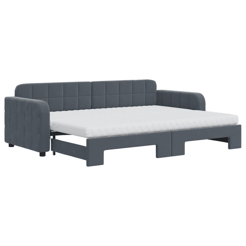 Sofa rozsuwana z materacami, ciemnoszara, 80x200 cm, aksamit Lumarko!