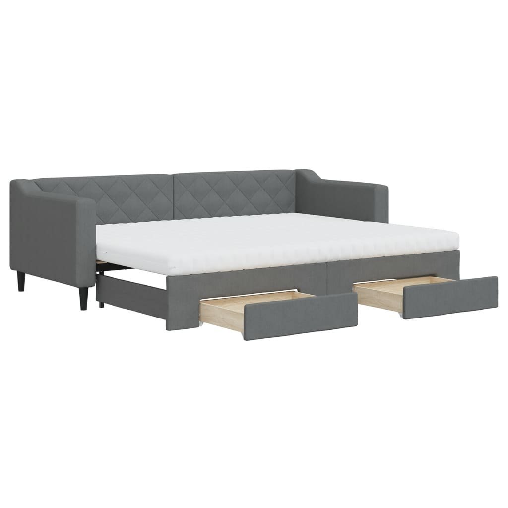 Sofa rozsuwana z szufladami, ciemnoszara, 80x200 cm, tkanina Lumarko!
