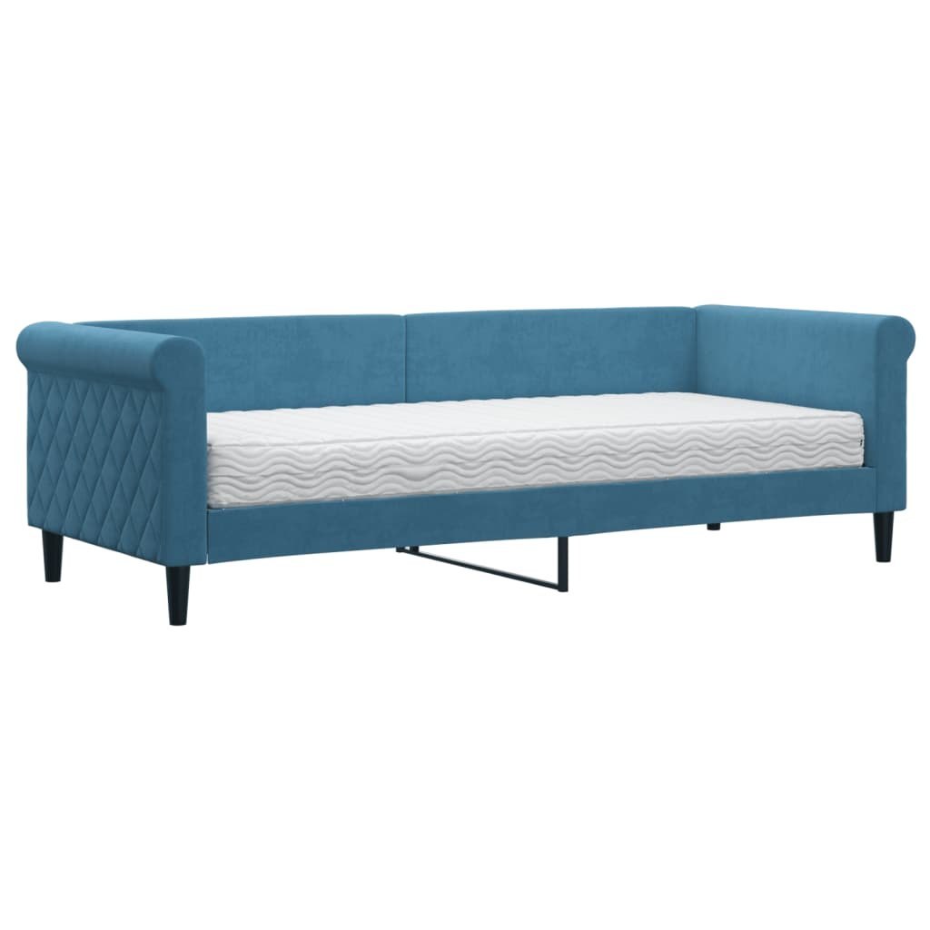Sofa z materacem do spania, niebieska, 80x200 cm, aksamit Lumarko!