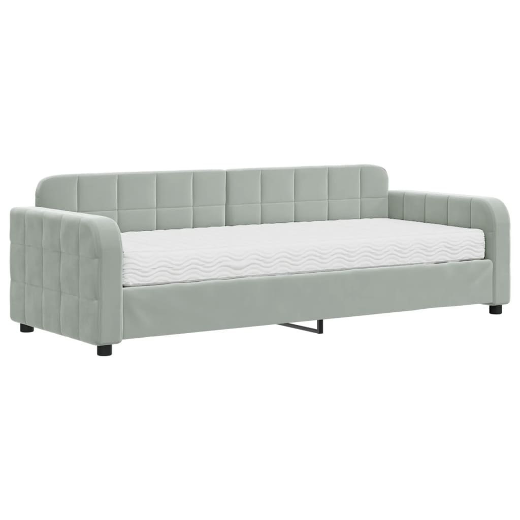 Sofa z materacem do spania, jasnoszara, 80x200 cm, aksamit Lumarko!