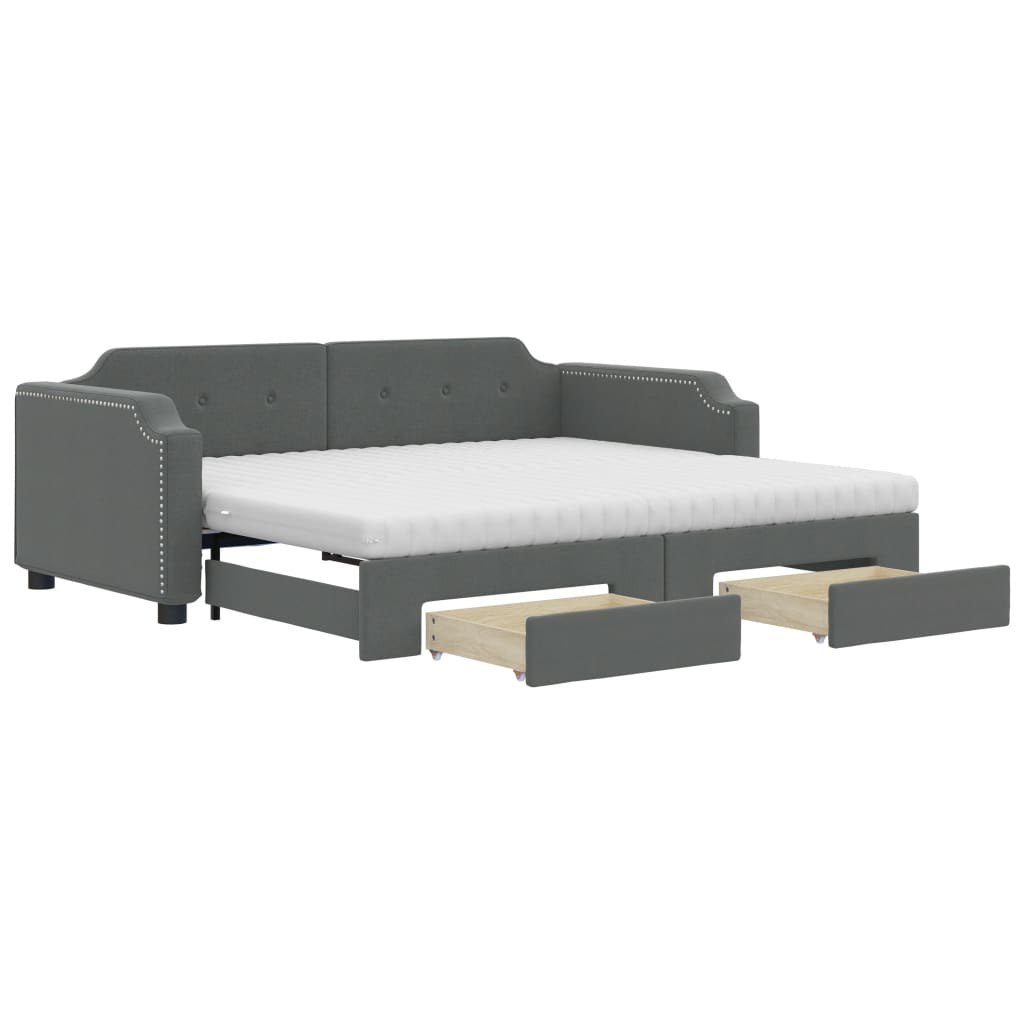 Sofa rozsuwana z szufladami, ciemnoszara, 100x200 cm, tkanina Lumarko!