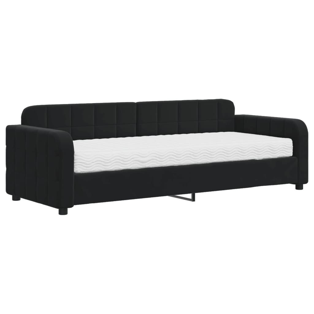 Sofa z materacem do spania, czarna, 80x200 cm, aksamit Lumarko!