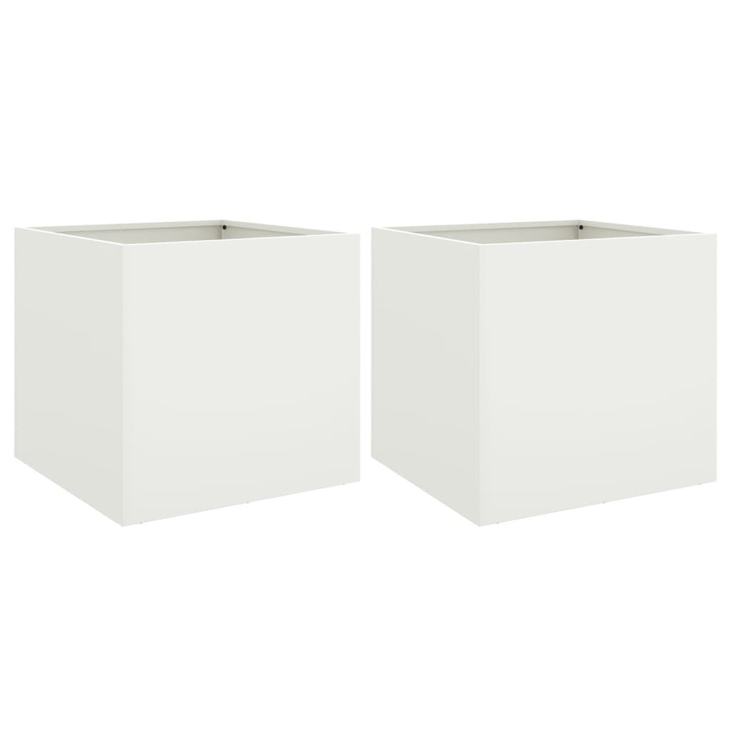 Donice, 2 szt., białe, 49x47x46 cm, stal walcowana na zimno Lumarko!
