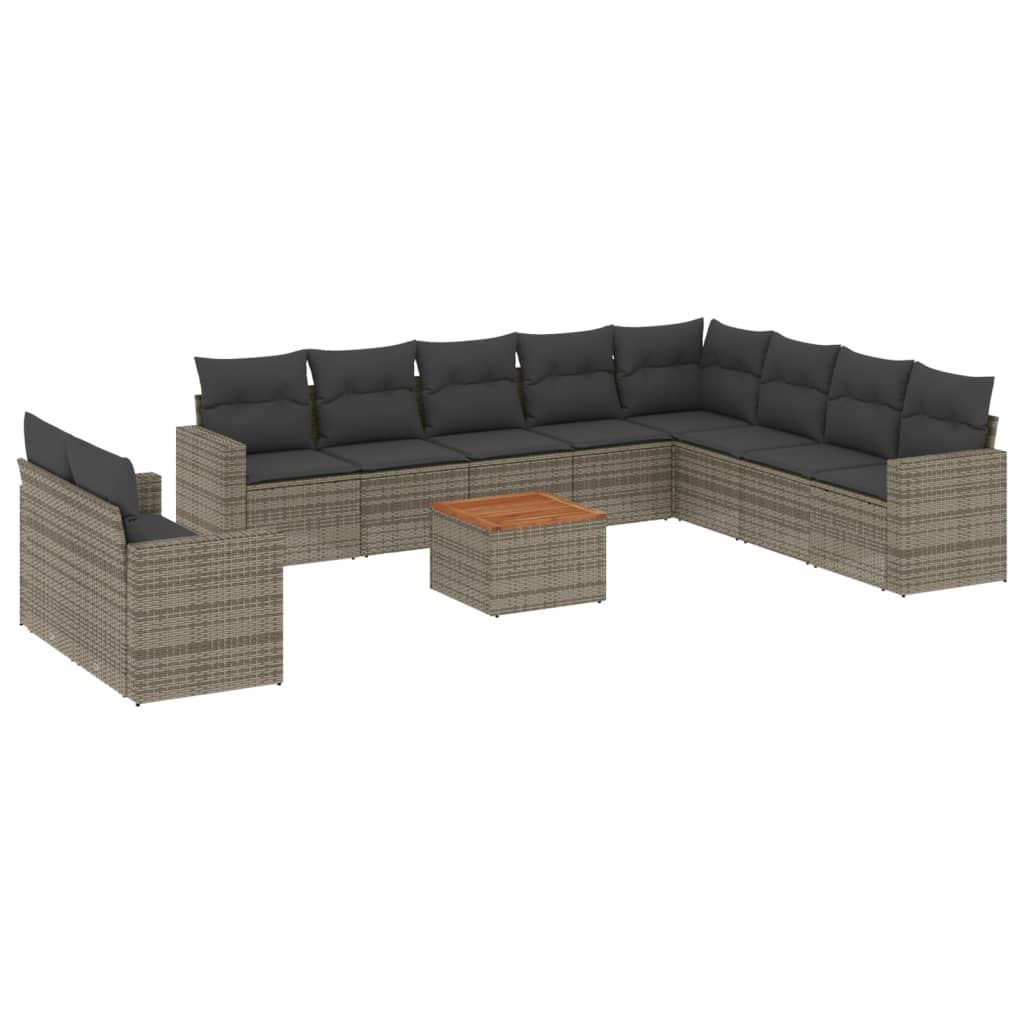 11-częściowy zestaw mebli ogrodowych z poduszkami, szary rattan PE Lumarko!