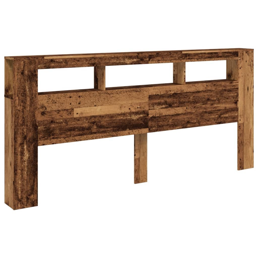 Wezgłowie łóżka z LED, stare drewno, 220x18,5x103,5 cm