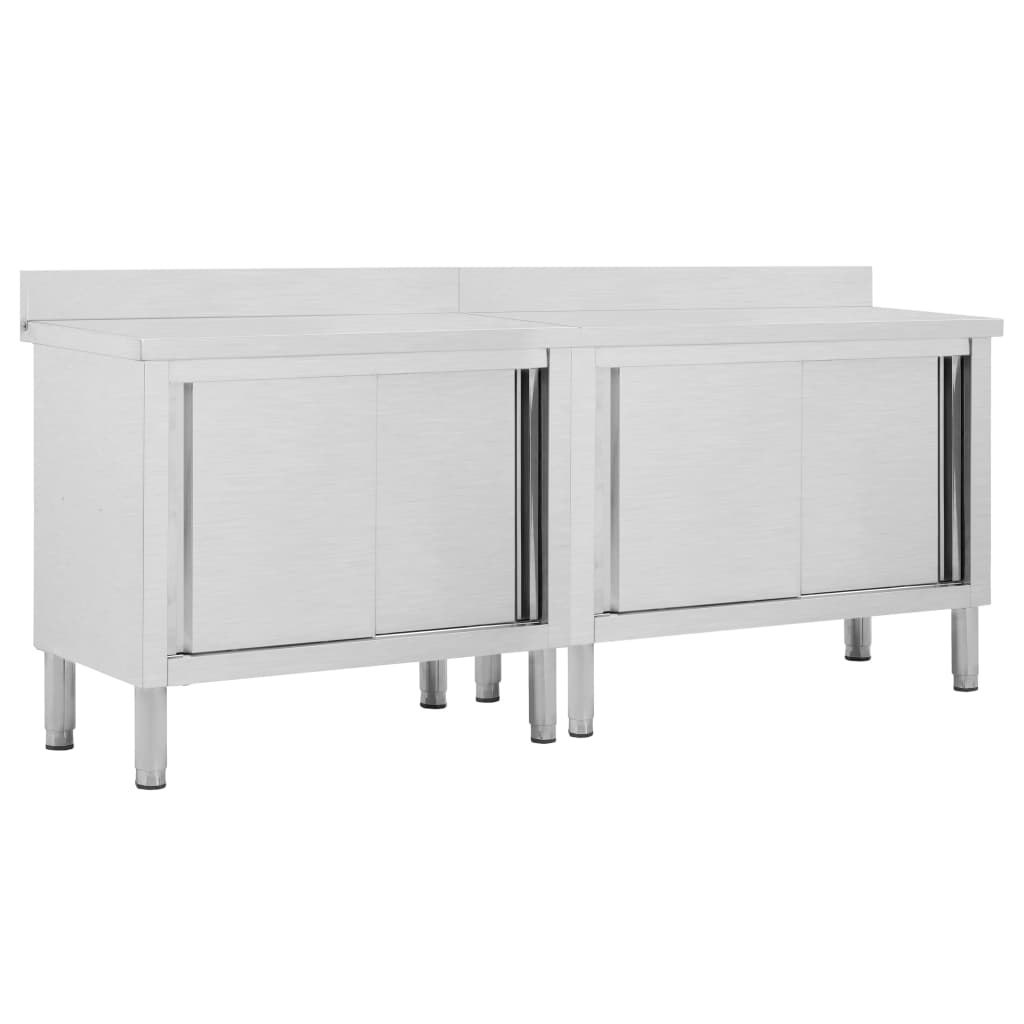 Stoły robocze, przesuwne drzwi, 2 szt., 200x50x95 cm, stal Lumarko!