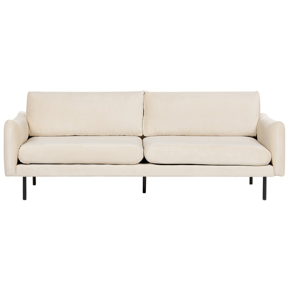 Sofa 3-osobowa welurowa jasnobeżowa