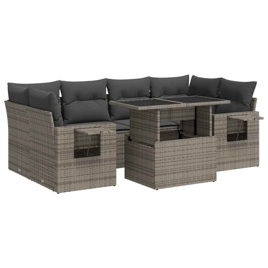 7-częściowy zestaw wypoczynkowy do ogrodu, z poduszkami, szary Lumarko!