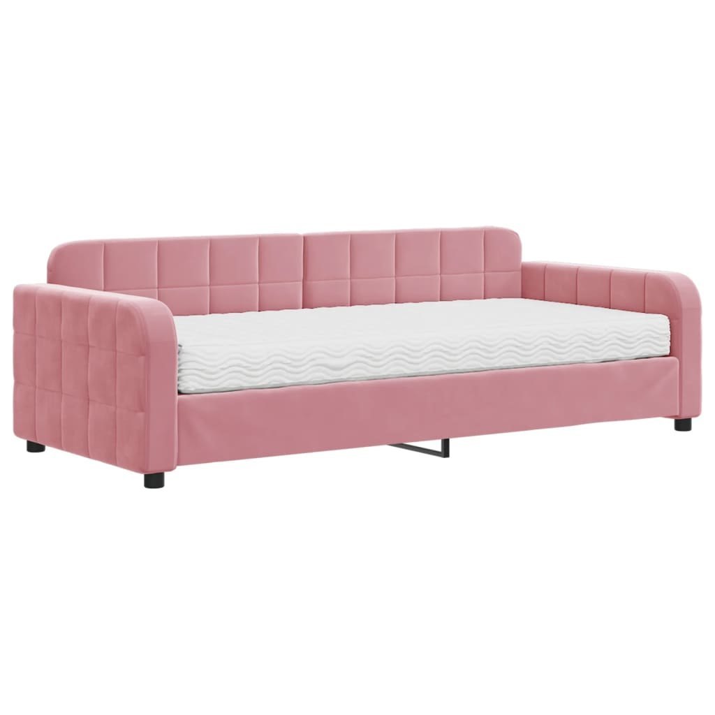 Sofa z materacem do spania, różowa, 90x200 cm, aksamit Lumarko!