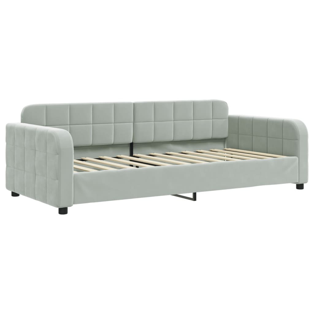 Sofa z funkcją spania, jasnoszara, 90x200 cm, obita aksamitem Lumarko!