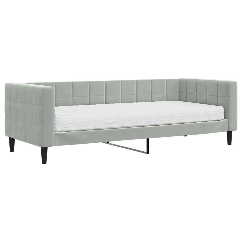 Sofa z materacem do spania, jasnoszara, 80x200 cm, aksamit Lumarko!
