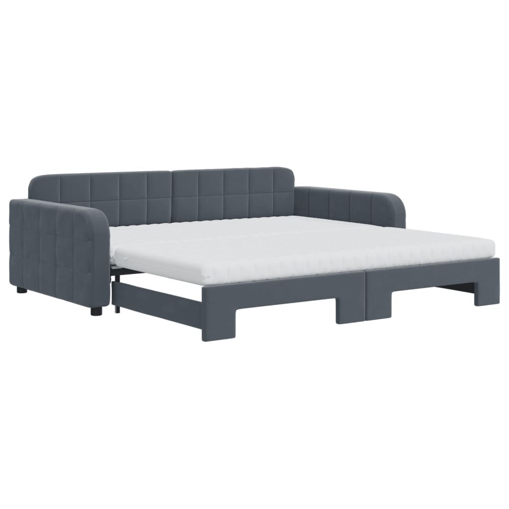 Sofa rozsuwana z materacami, ciemnoszara, 100x200 cm, aksamit Lumarko!