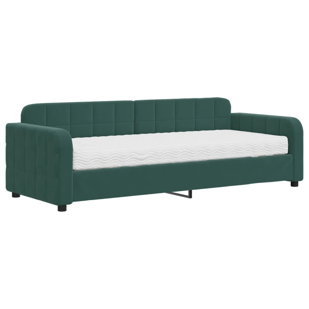 Sofa z materacem do spania, ciemnozielona, 80x200 cm, aksamit Lumarko!