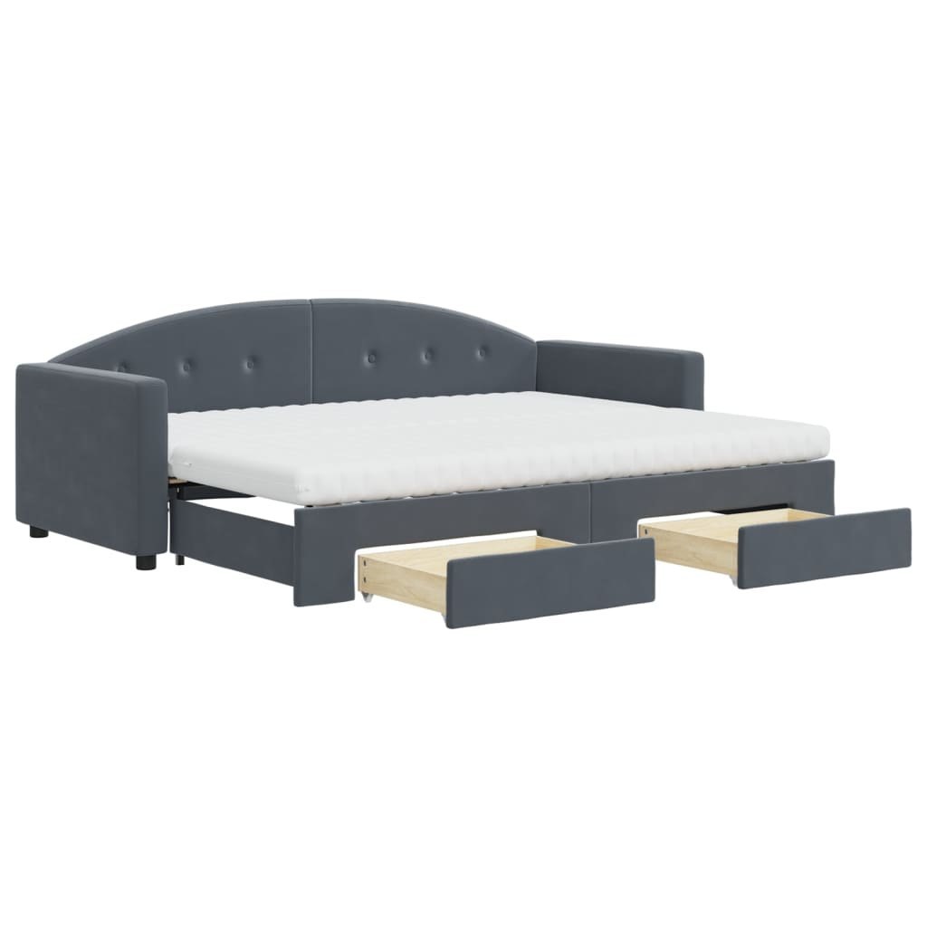 Sofa rozsuwana z szufladami, ciemnoszara, 80x200 cm, aksamit Lumarko!