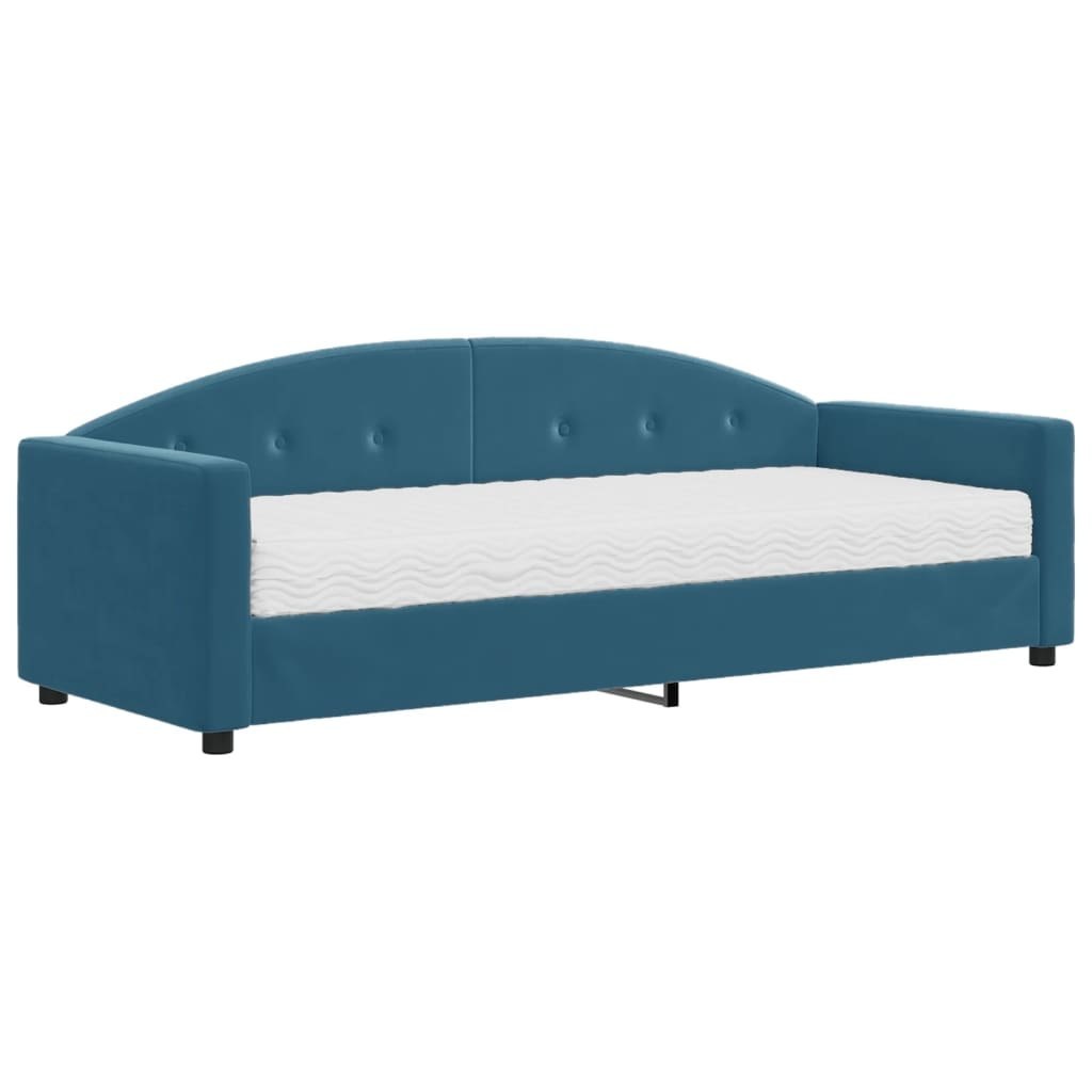 Sofa z materacem do spania, niebieska, 80x200 cm, aksamit  Lumarko!