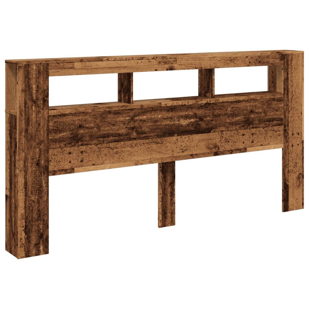 Wezgłowie łóżka z LED, stare drewno, 200x18,5x103,5 cm