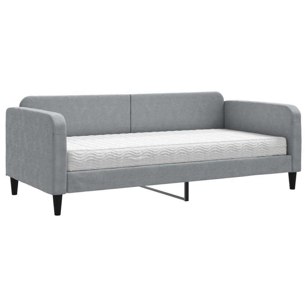 Sofa z materacem do spania, jasnoszara, 90x200 cm, tkanina  Lumarko!