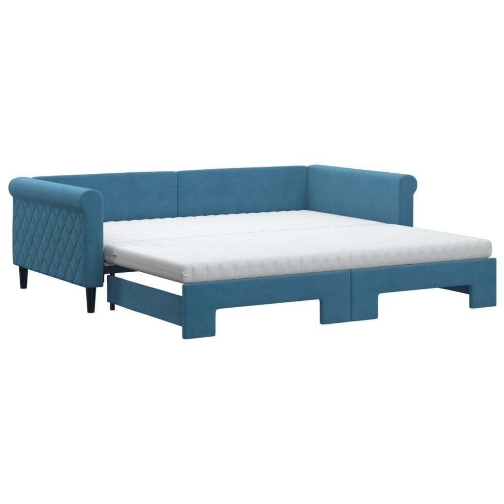 Sofa rozsuwana z materacami, niebieska, 100x200 cm, aksamit Lumarko!