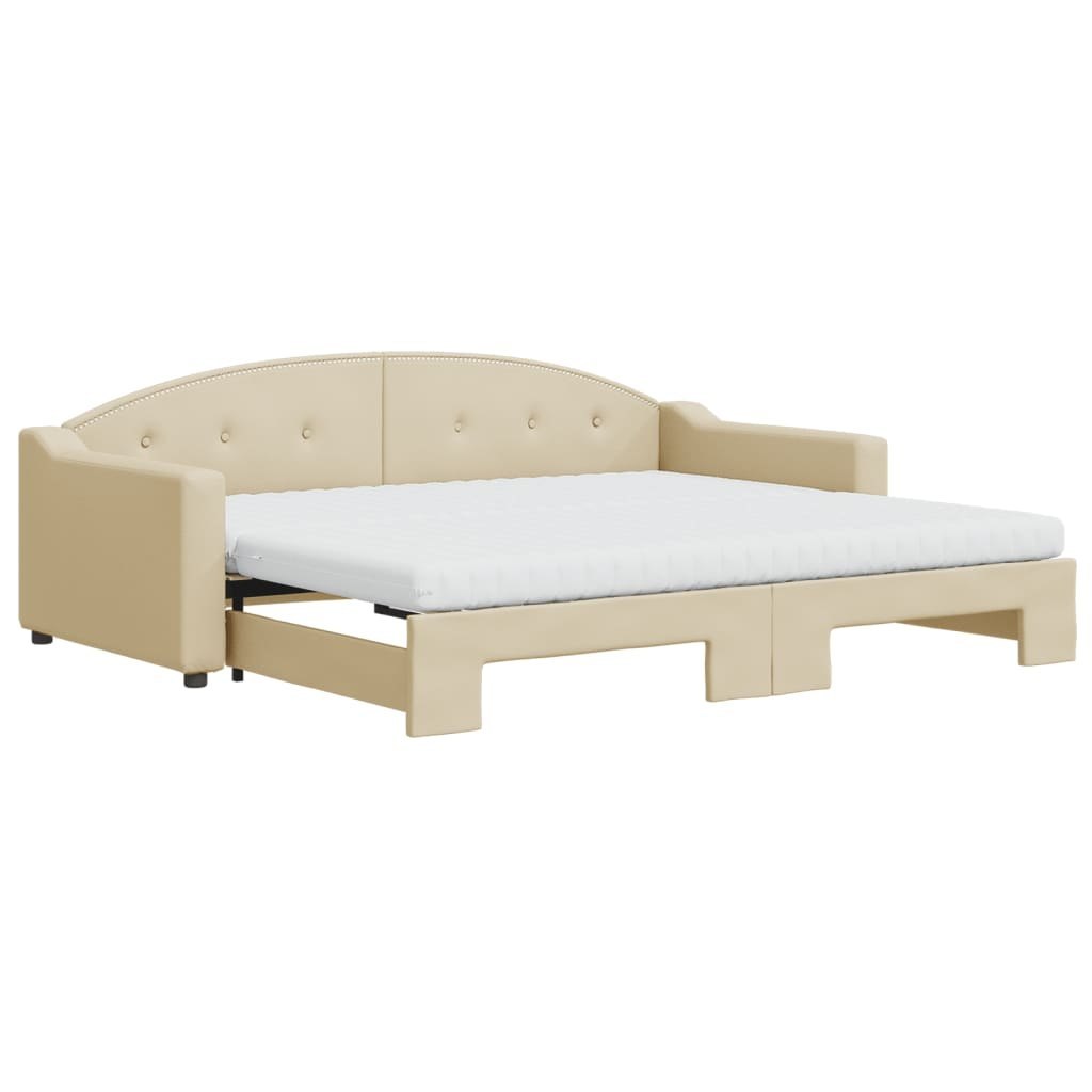 Sofa rozsuwana z materacami, kremowa, 90x200 cm, tkanina Lumarko!