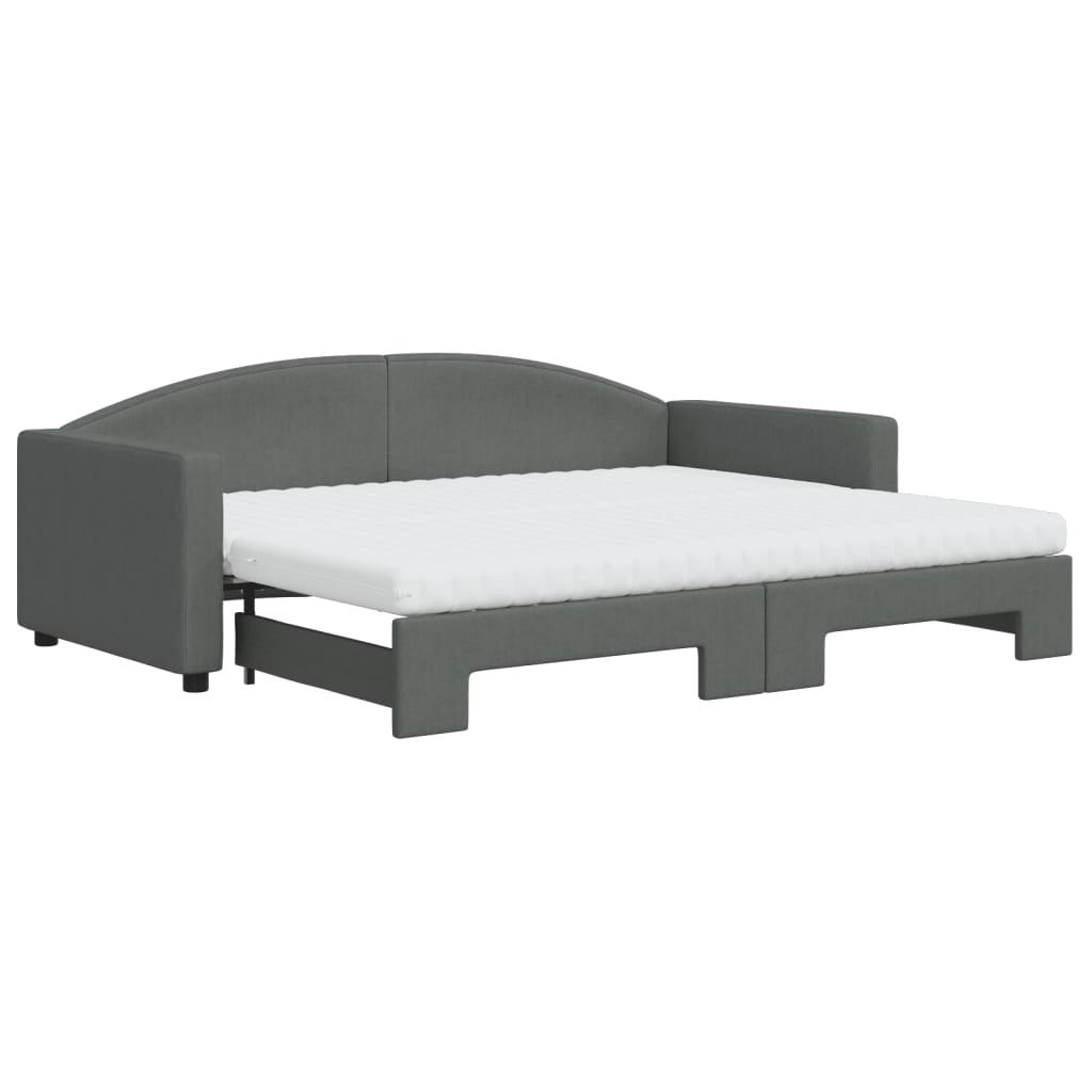 Sofa rozsuwana z materacami, ciemnoszara, 90x200 cm, tkanina Lumarko!