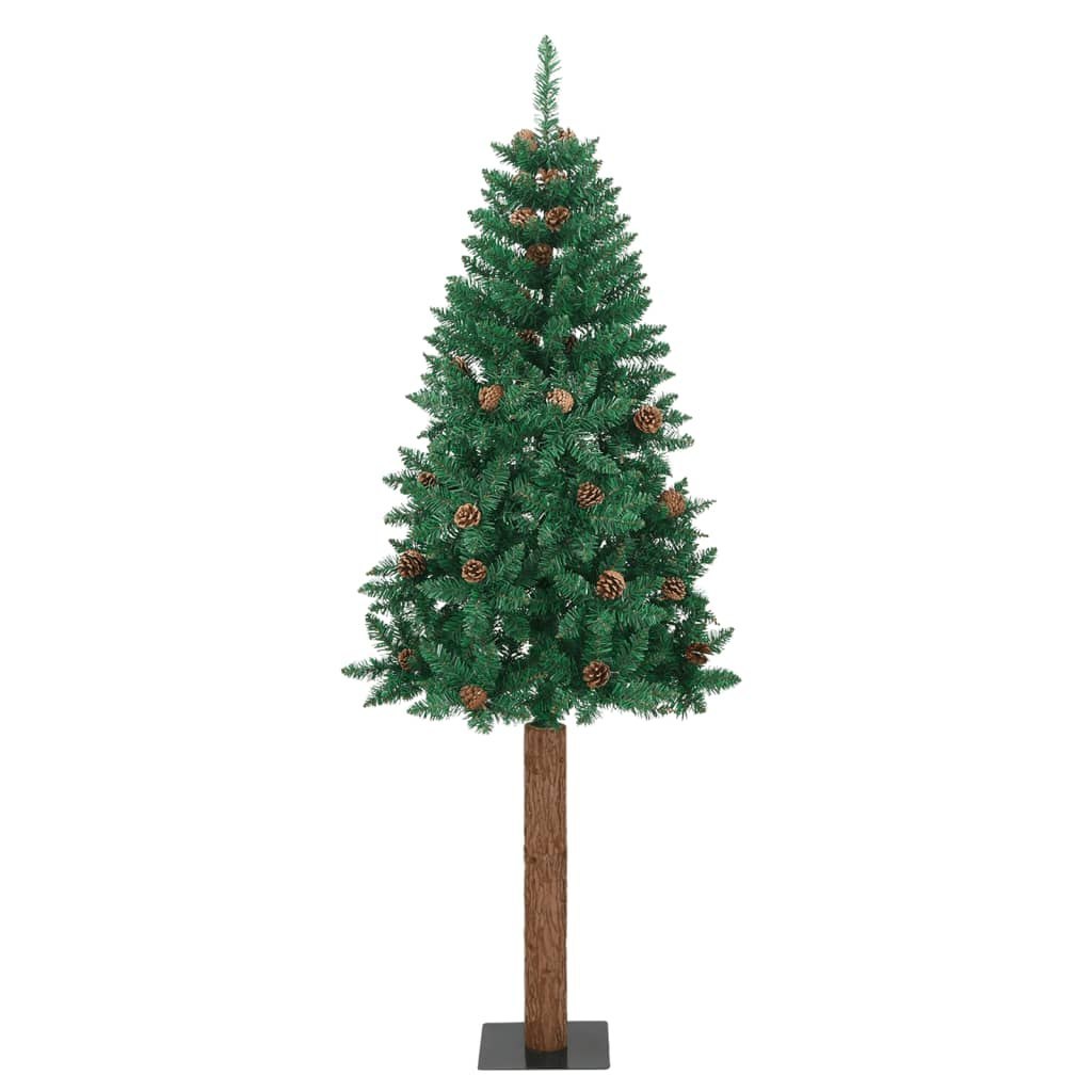 Smukła choinka z drewnem i szyszkami, zielona, 210 cm, PVC  Lumarko!
