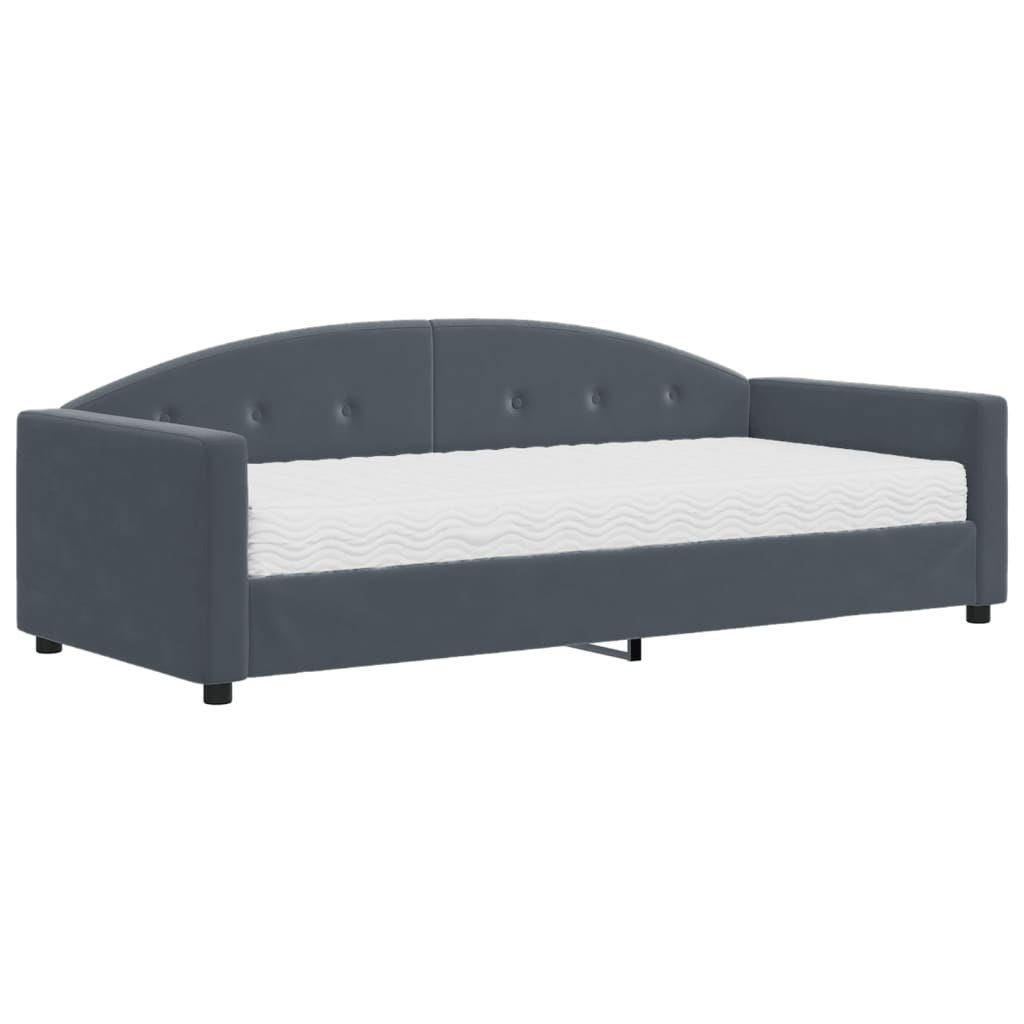 Sofa z materacem do spania, ciemnoszara, 90x200 cm, aksamit  Lumarko!