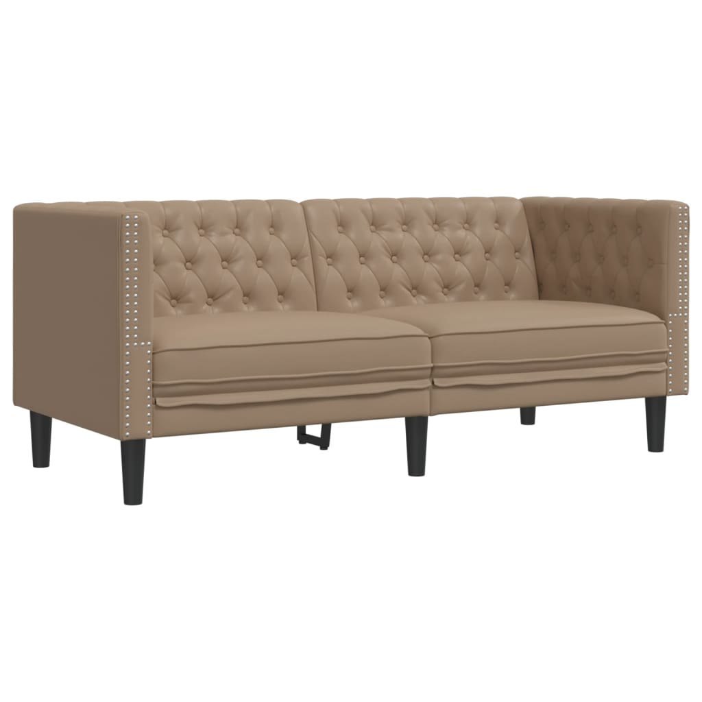 Sofa Chesterfield, 2-os., cappuccino, sztuczna skóra Lumarko!