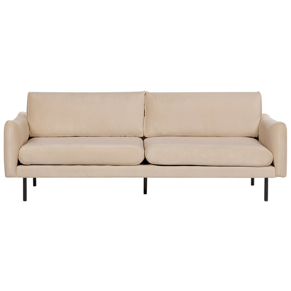 Sofa 3-osobowa welurowa beżowa