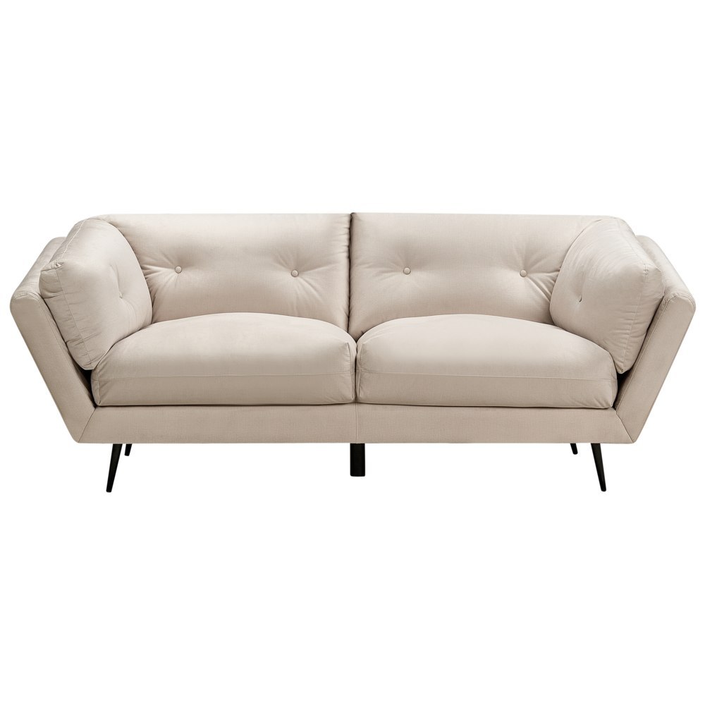 Sofa 3-osobowa welurowa beżowa LENVIK