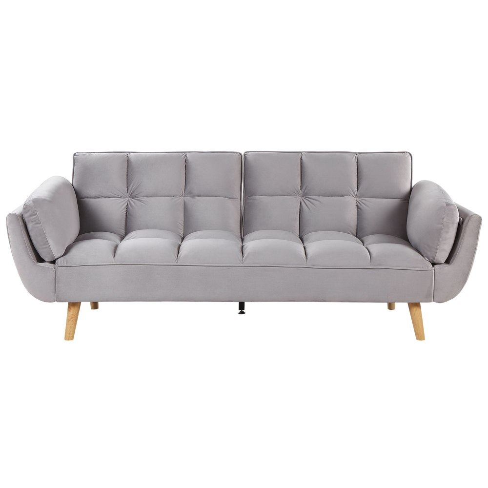 Sofa rozkładana welurowa szara ASBY