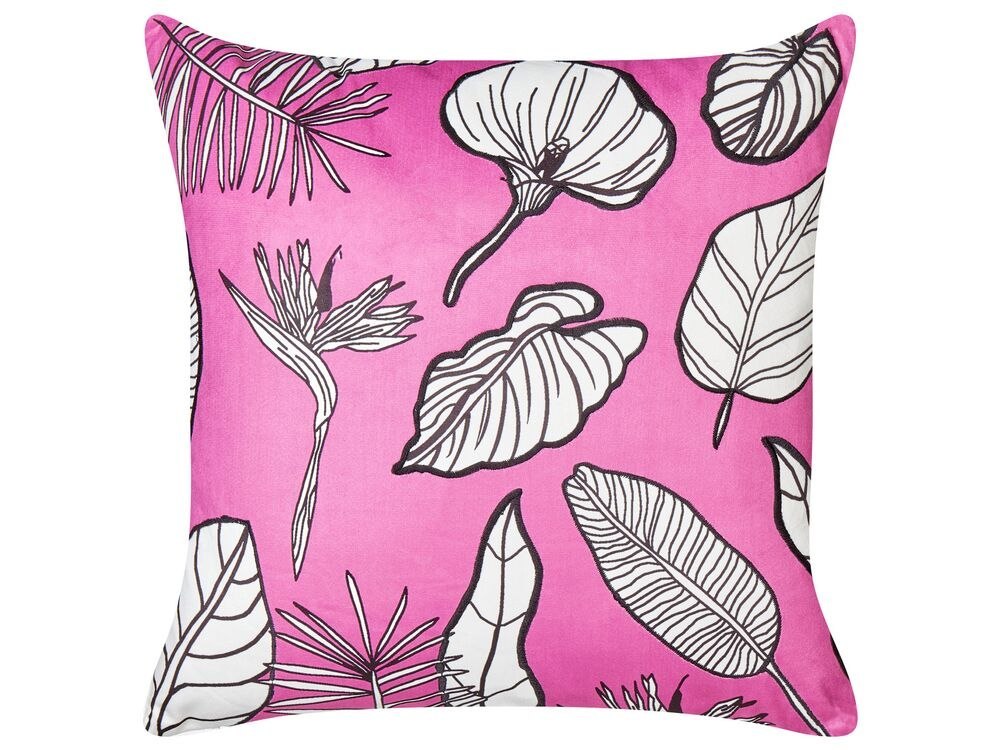 Zestaw 2 poduszek dekoracyjnych MALVA Welur 45 x 45 cm Różowy Wzór kwiatowy