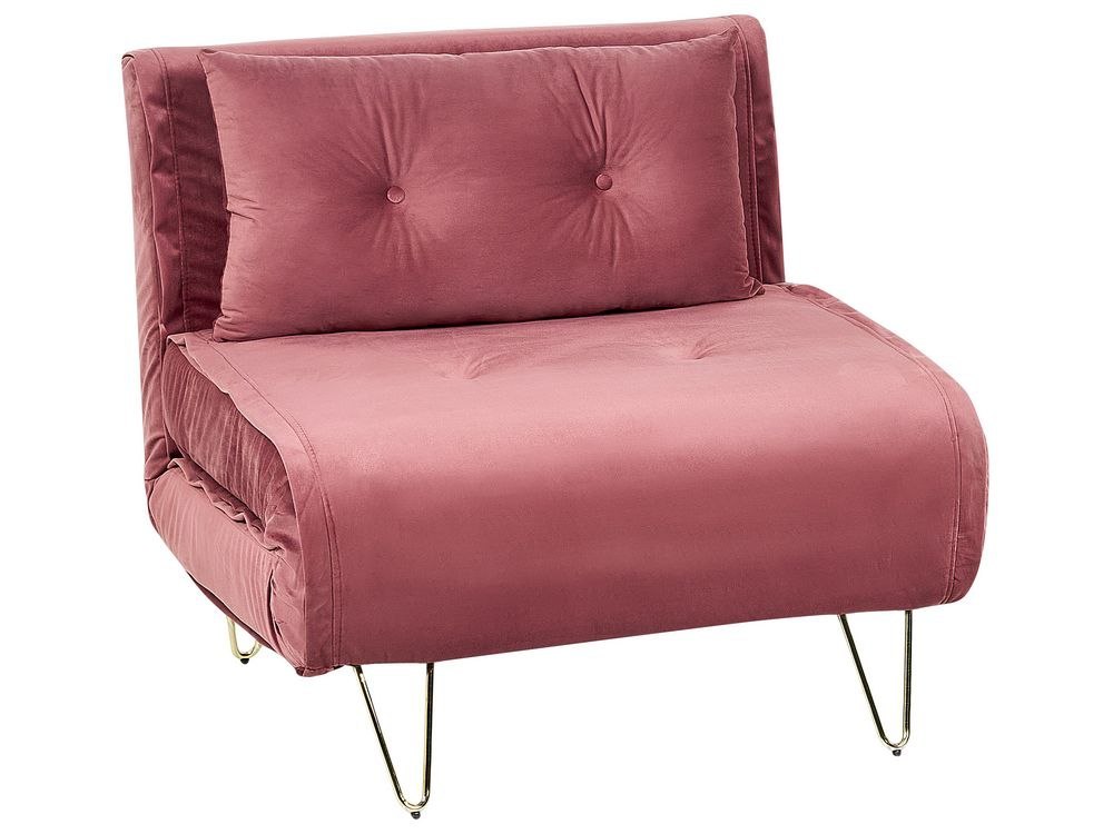Sofa welurowa rozkładana różowa VESTFOLD